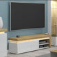 Mount Oak Effect And White Gloss TV Unit With Lights