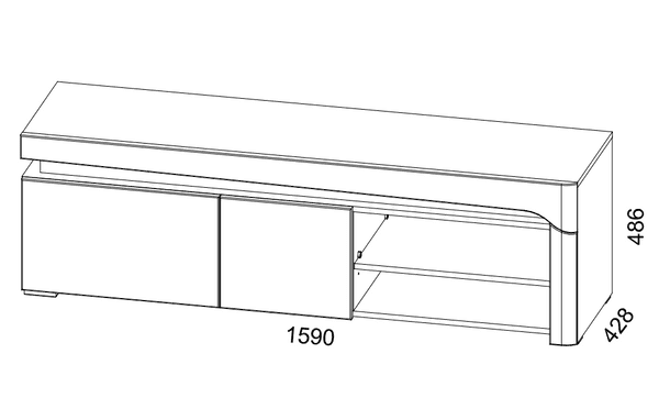 Mount Oak Effect And White Gloss TV Unit With Lights