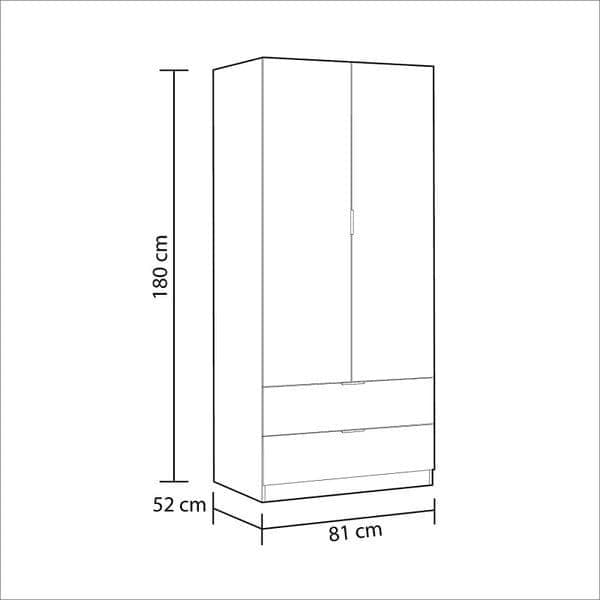 Odum Artic White Compact 2 Door 2 Drawer Space Saving Wardrobe