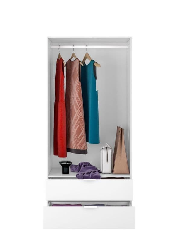 Odum Artic White Compact 2 Door 2 Drawer Space Saving Wardrobe