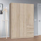 Odum Oak Effect Compact 3 Door 3 Drawer Space Saving 135cm Wardrobe