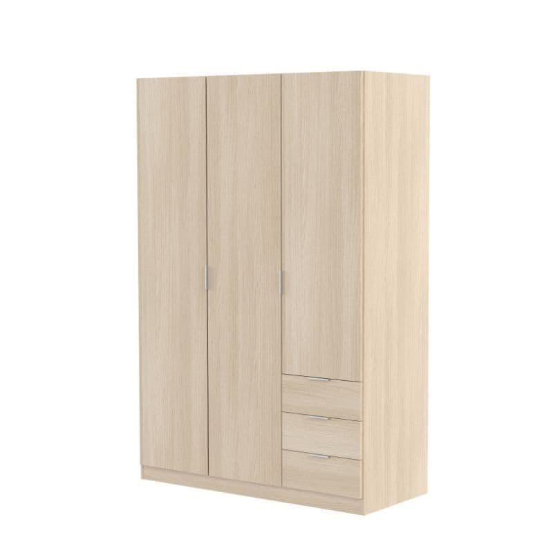 Cairo Oak Effect Compact 3 Door 3 Drawer Space Saving Wardrobe