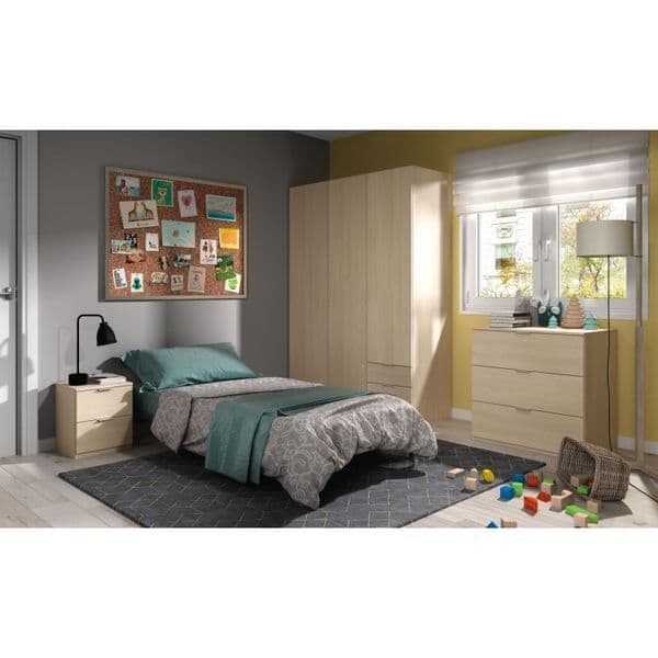 Cairo Oak Effect Compact 3 Door 3 Drawer Space Saving Wardrobe