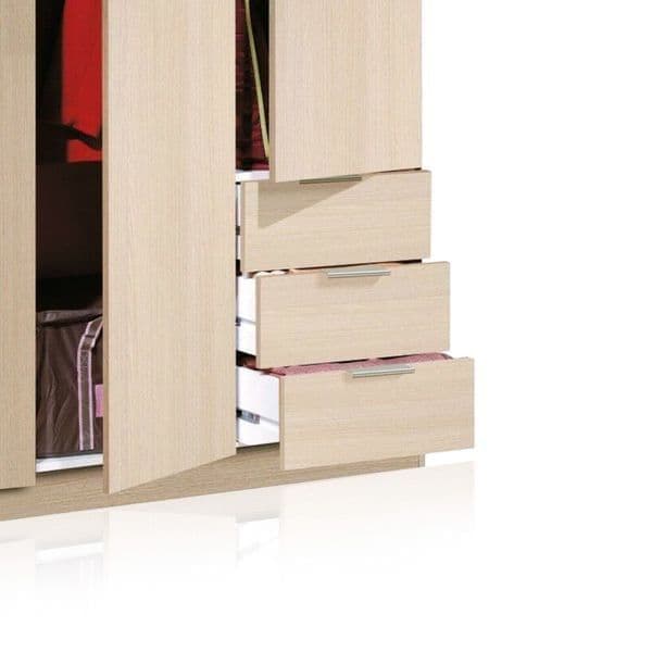 Cairo Oak Effect Compact 3 Door 3 Drawer Space Saving Wardrobe