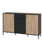 Moss Slatted Artisan Oak Effect And Black Sideboard