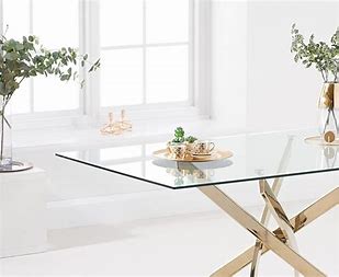 Bernini 160cm Rectangular Glass & Gold Dining Table