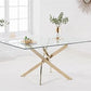 Bernini 160cm Rectangular Glass & Gold Dining Table