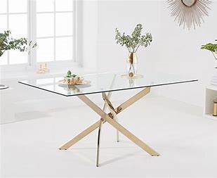 Bernini 160cm Rectangular Glass & Gold Dining Table