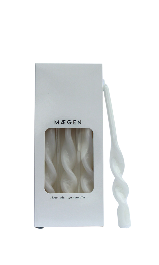 MÆGEN Twist Taper Candles - 3 Pack - Ice White