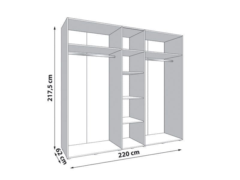 Monroe Cashmere And Artisan Oak Effect Mirrored 5 Door Wardrobe