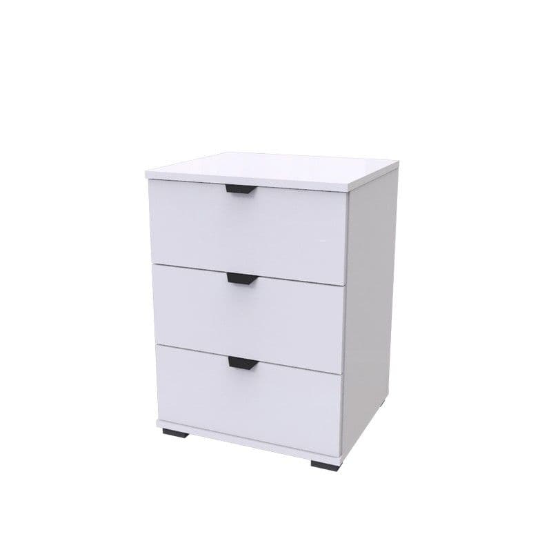 Merritt Arctic White 3 Drawer Bedside Table