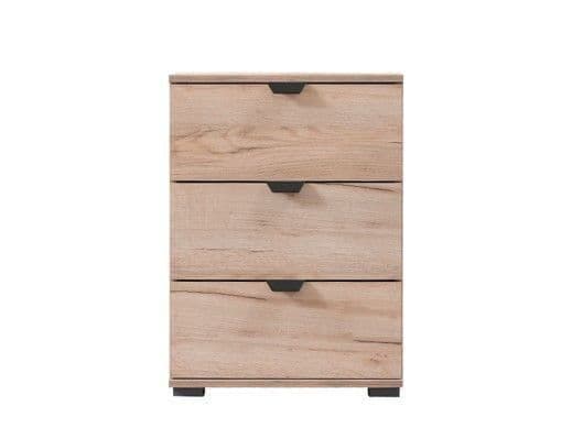 Merritt Oak Effect 3 Drawer Bedside Table