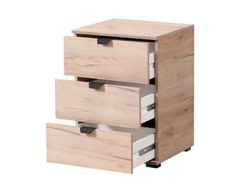 Merritt Oak Effect 3 Drawer Bedside Table