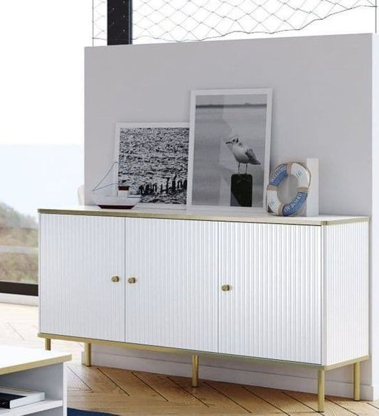 Medley White And Gold 3 Door Sideboard