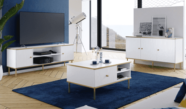 Medley White And Gold 3 Door Sideboard