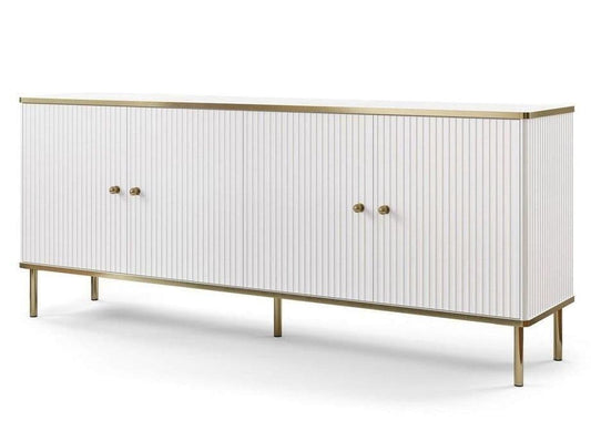 Medley White And Gold 4 Door Wide Sideboard