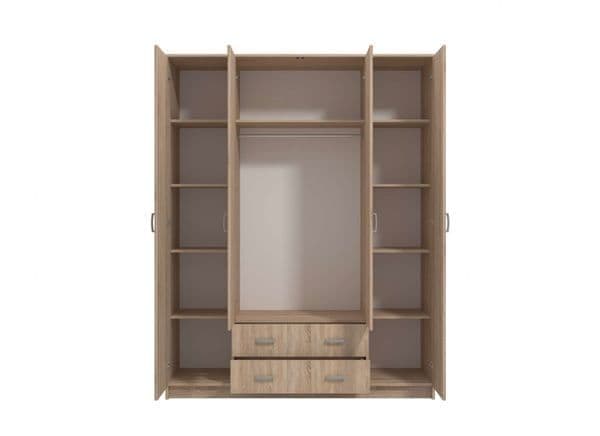 Maurice Sonoma Oak Effect 4 Door 2 Drawer Wardrobe