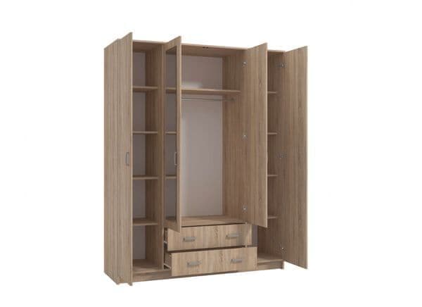 Maurice Sonoma Oak Effect 4 Door 2 Drawer Wardrobe