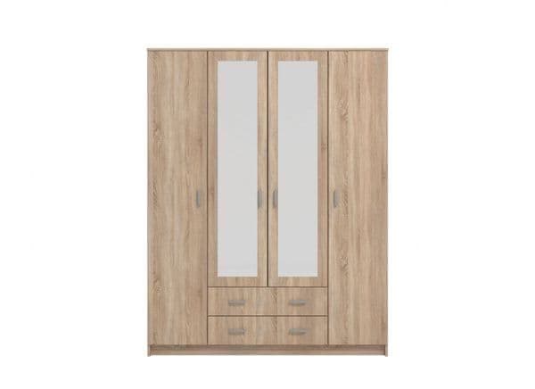 Maurice Sonoma Oak Effect 4 Door 2 Drawer Wardrobe