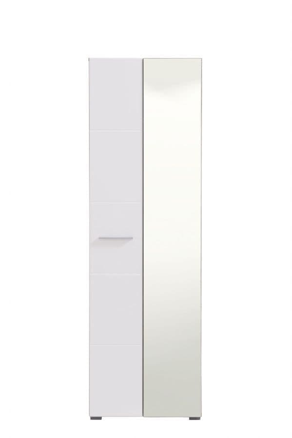 Mathews White Mirrored Narrow Wardrobe