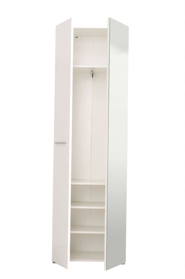 Mathews White Mirrored Narrow Wardrobe