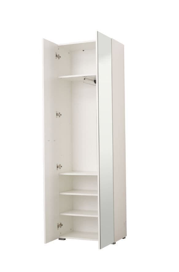 Mathews White Mirrored Narrow Wardrobe