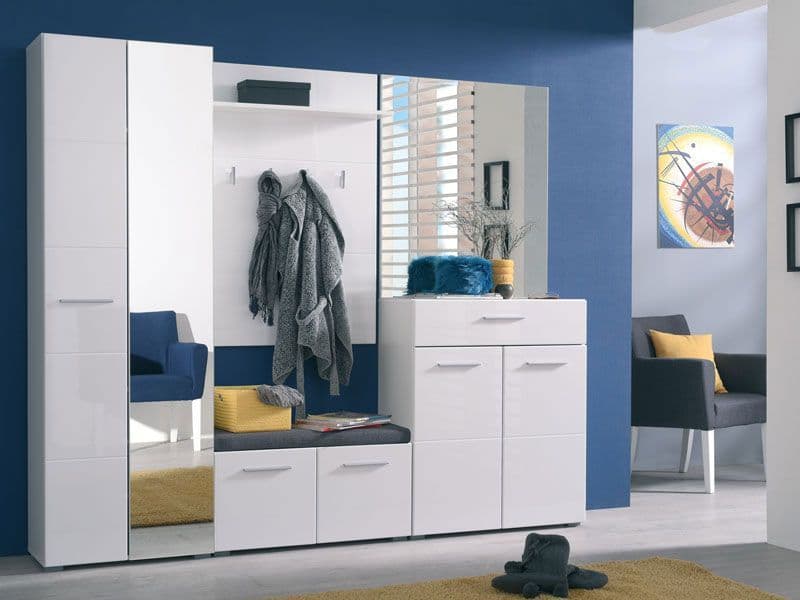 Mathews White Mirrored Narrow Wardrobe