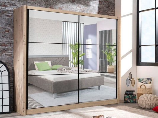 Martin Artisan Oak Effect Full Mirrored Sliding Door Wardrobe