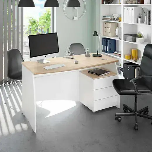 Marion White And Oak Effect Large Desk With Drawers