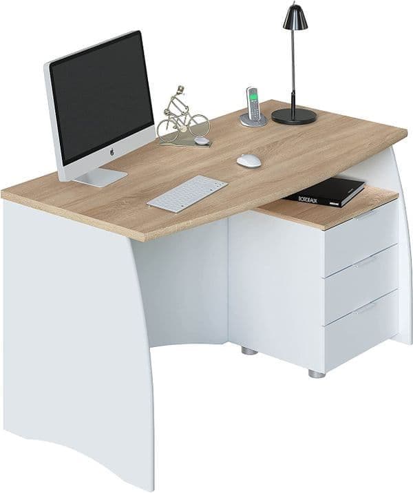 Marion White And Oak Effect Large Desk With Drawers