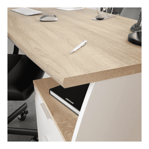 Marion White And Oak Effect Large Desk With Drawers