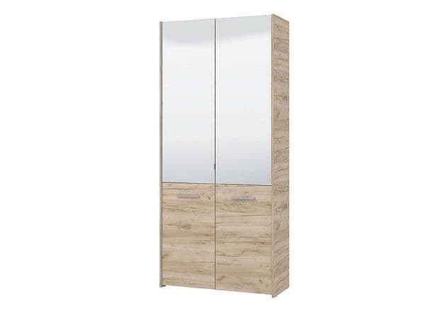 Marietta Oak Effect Mirrored Door 50 Pair Large Shoe Cabinet Cupboard