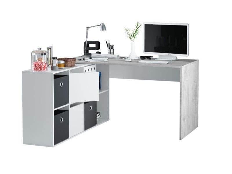 Marianna White and Concrete Grey Large Left or Right FlexiCorner Office Desk