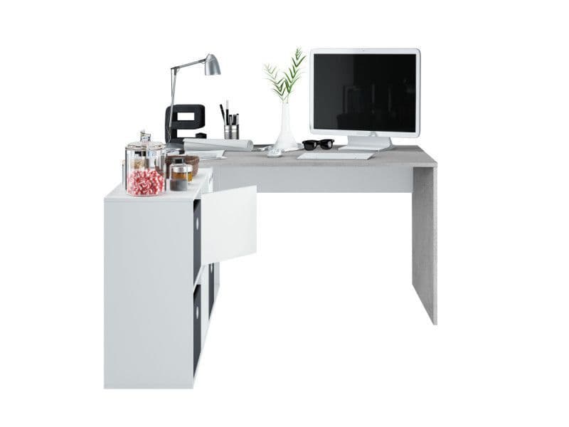 Marianna White and Concrete Grey Large Left or Right FlexiCorner Office Desk