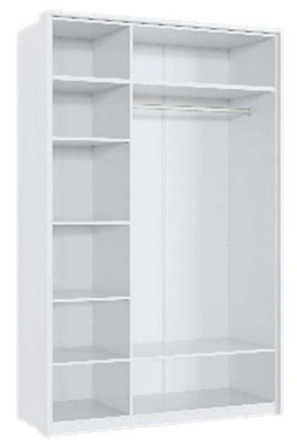 Mansura 3 Door White High Gloss Mirrored Wardrobe