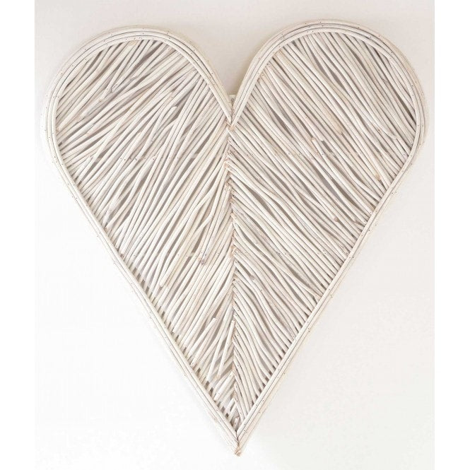 Rattan Large White Heart 90cm