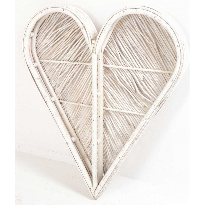 Rattan Large White Heart 90cm