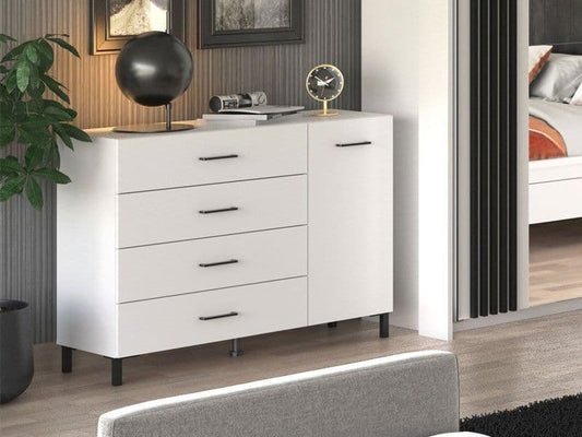 Mandeville White 1 Door 4 Drawer Sideboard Storage Unit