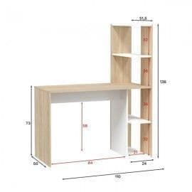 Malabar White And Oak Effect Desk With Bookcase