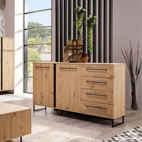 Lacombe Oak Effect 2 Door 4 Drawer Sideboard