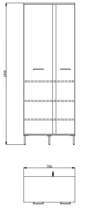 Lacombe Oak Effect Tall Slim 2 Door Wardrobe