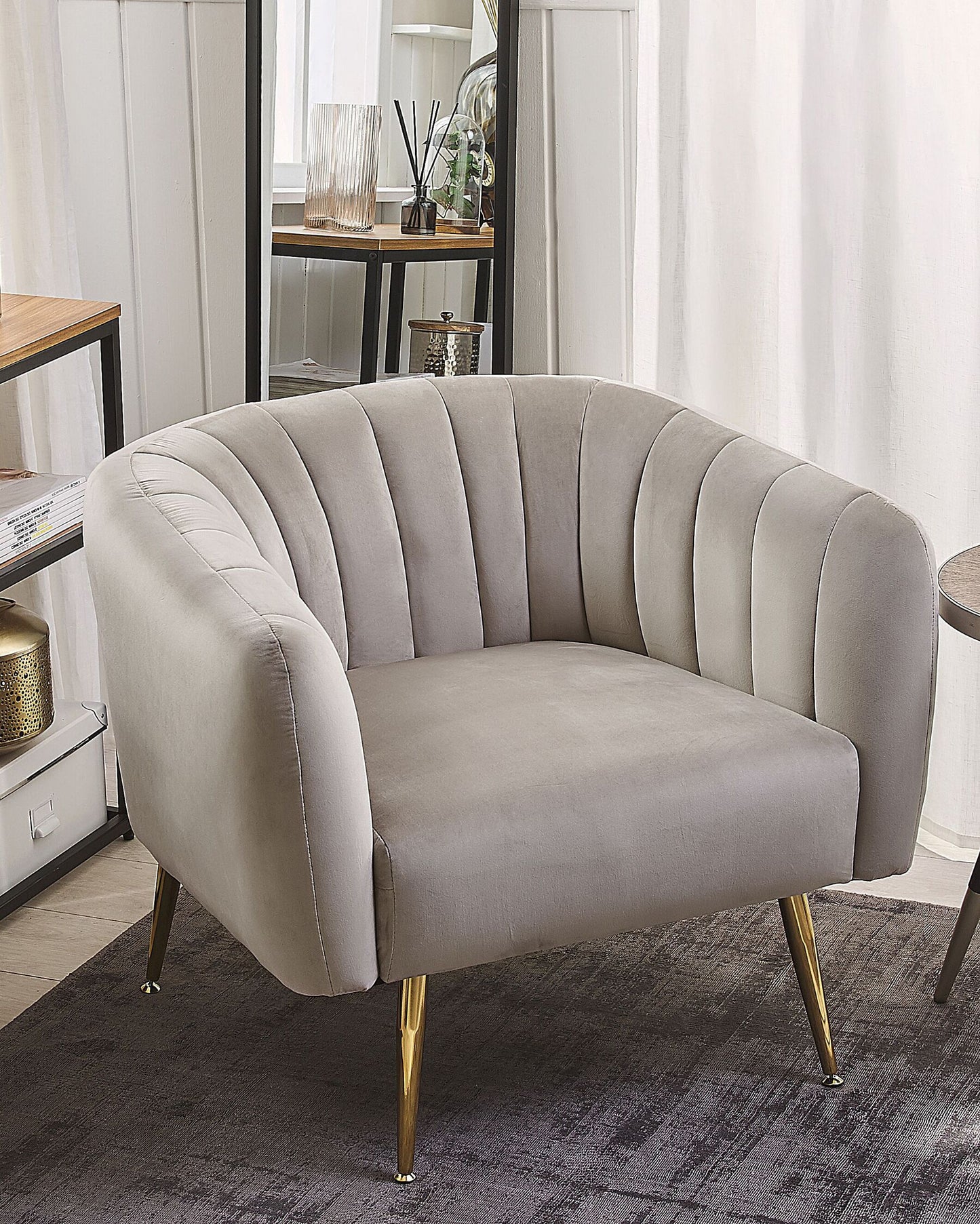 YASMEEN SILVER GREY VELVET ARMCHAIR by Fifty Five South