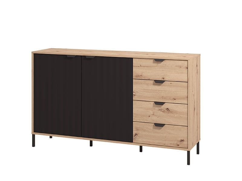 Kaplan Artisan Oak Effect And Black Sideboard