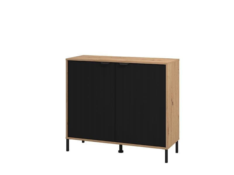 Kaplan Artisan Oak Effect And Black Small Sideboard