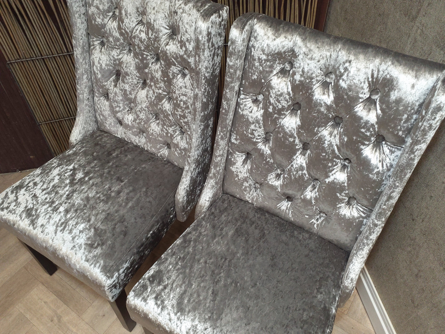 Set of Two Rosdorf Park Cooley Upholstered Dining Chairs in Silver