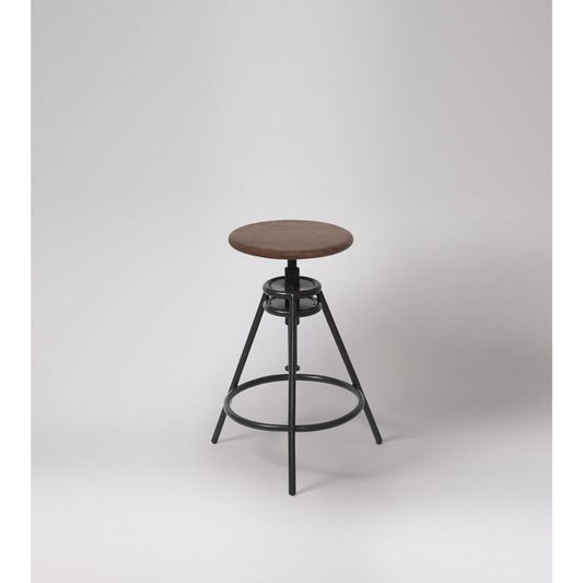 Set of Two Swoon Genk Adjustable Kitchen Stools in Charcoal and Mango Wood