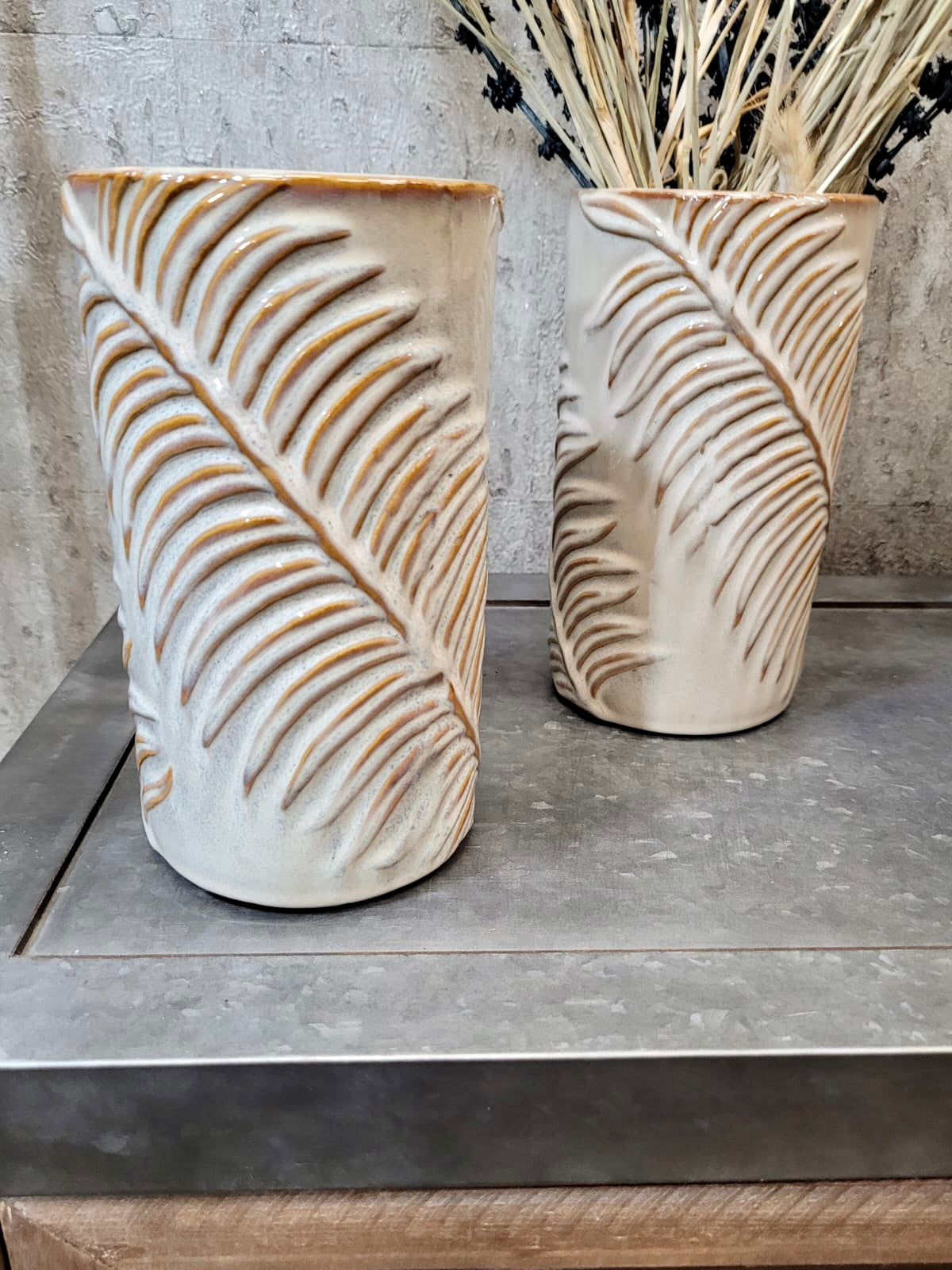 Pair of Leaf Design Vases