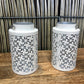 White Metal Candle Lantern Set of Two