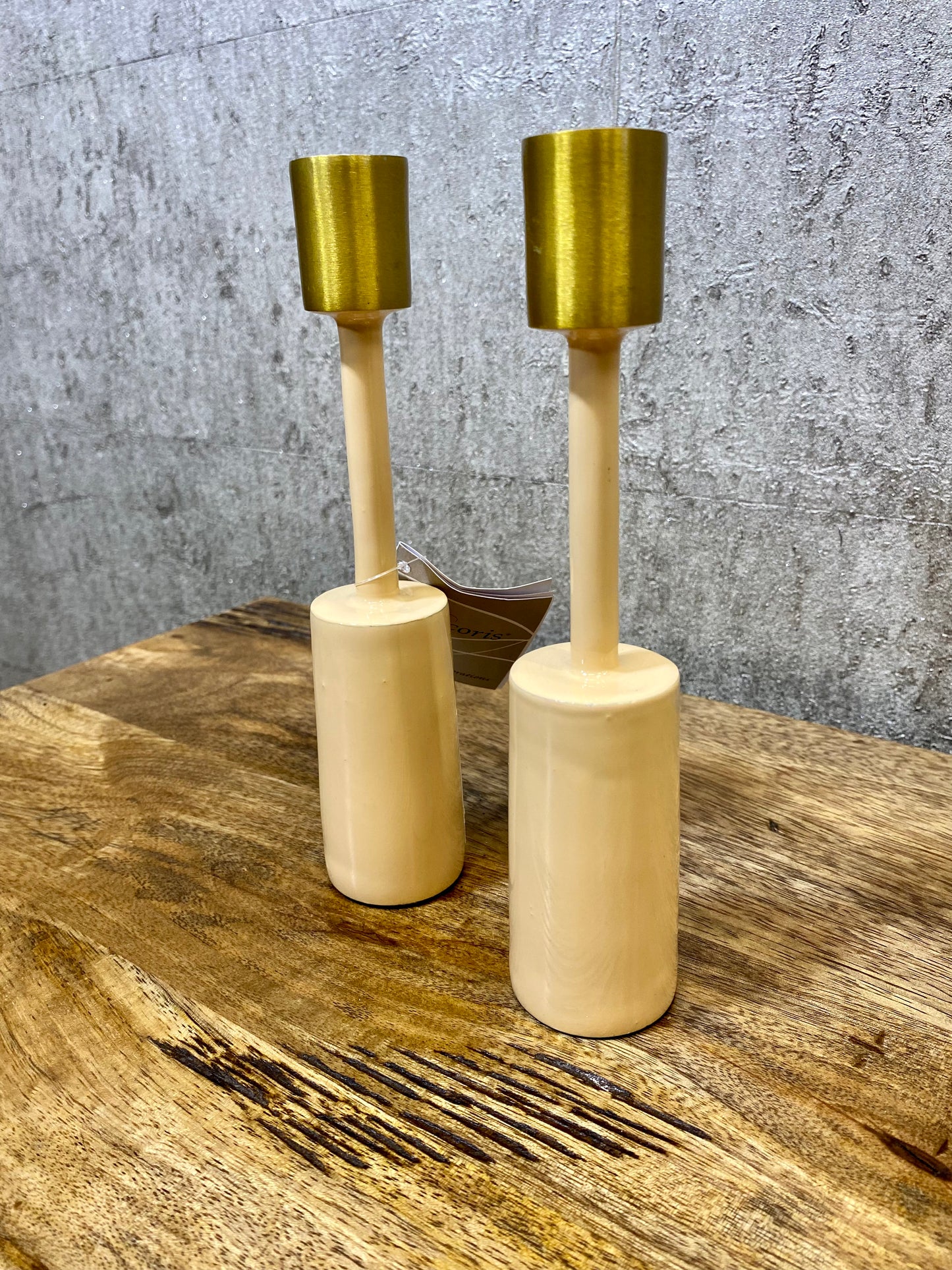 Cream & Gold Ceramic Candle Holders