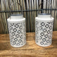 White Metal Candle Lantern Set of Two